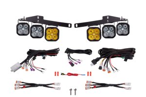 Ford F-150 Fog Light Kit - Front - Diode Dynamics - Stage Series SS3 LED, Yellow Pro, SAE Fog + Combo Beam, Amber Backlight - Yellow + White - `17-`20